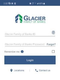Glacier Family of Banks Login Screen
